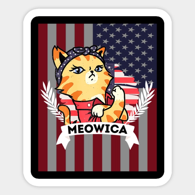 Cat 4th Of July Meowica Merica American Flag Sticker by Jannysingle